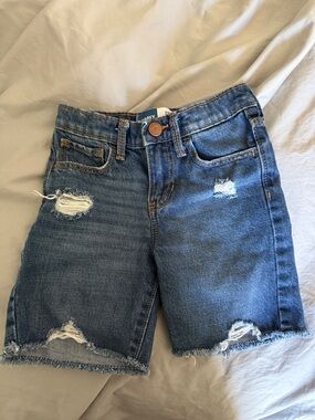 Old Navy Girls' Distressed Blue Denim Bermuda Shorts